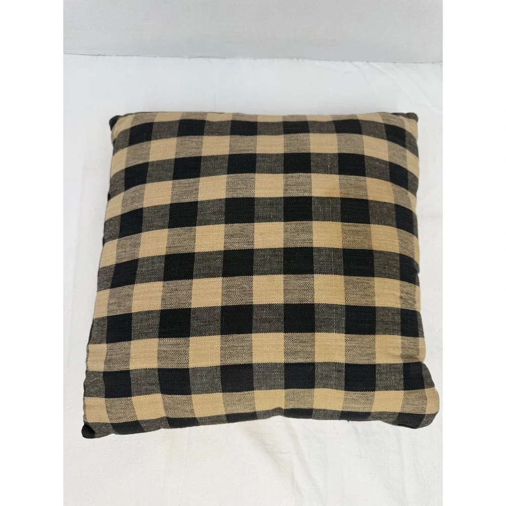 Vintage Cross‎ Stitch Garden Thyme Throw Pillow Buffalo Check Farmhouse Decor